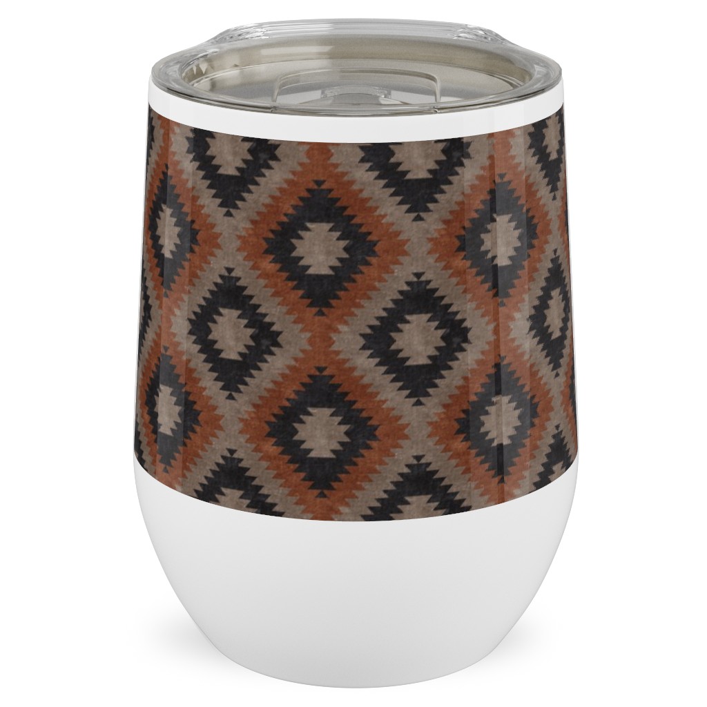 Aztec Stainless Steel Travel Tumbler, 12oz, Brown