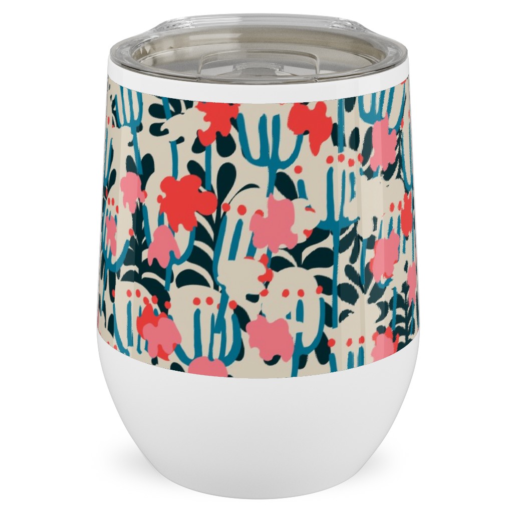 Bazaar Cosmic Blossom - Multi Stainless Steel Travel Tumbler, 12oz, Pink, Bright Pink