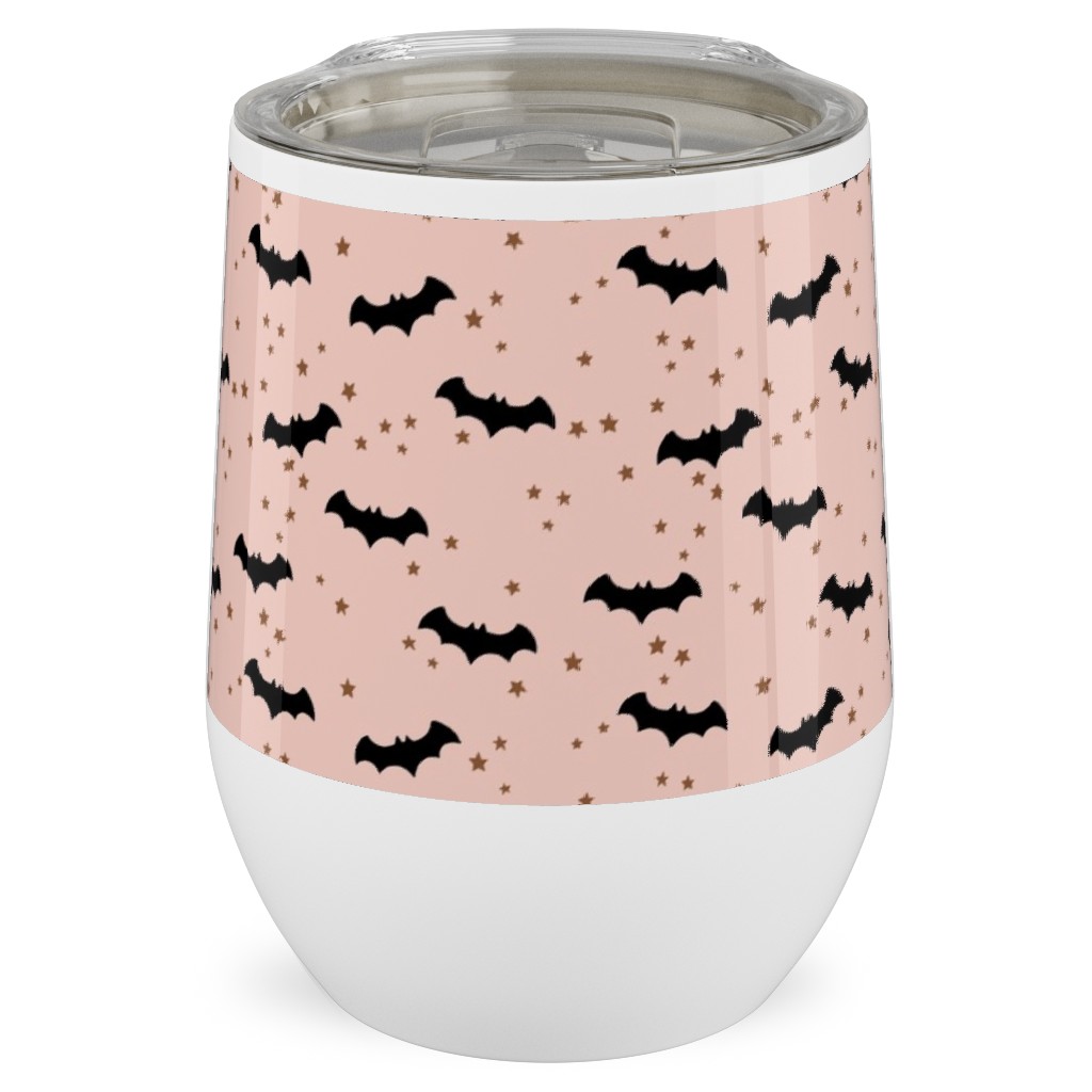 Twinkle Bats - Pink Stainless Steel Travel Tumbler, 12oz, Pink, Bright Pink