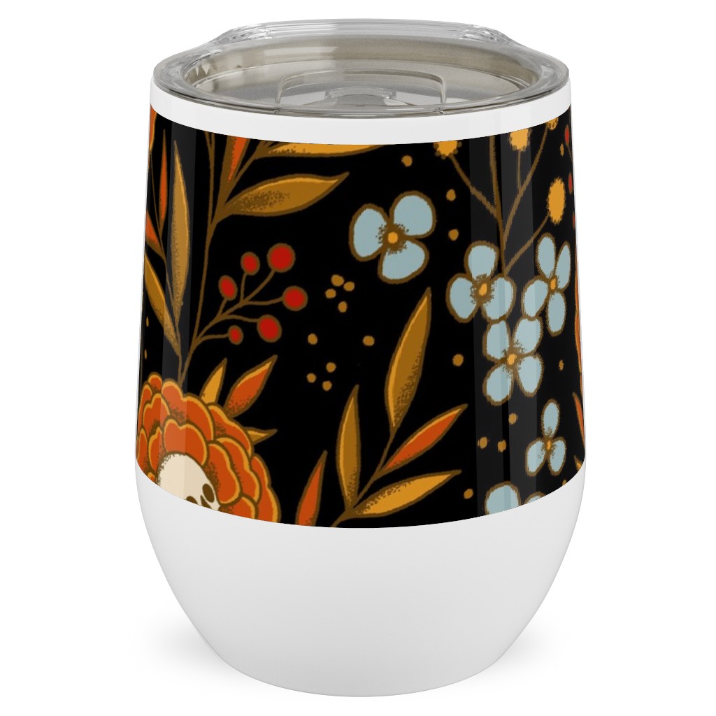 Halloween Floral - Multi Stainless Steel Travel Tumbler, 12oz, Multicolor