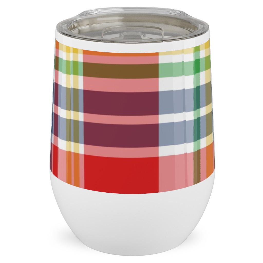 Plaid - Multi Bright Stainless Steel Travel Tumbler, 12oz, Multicolor
