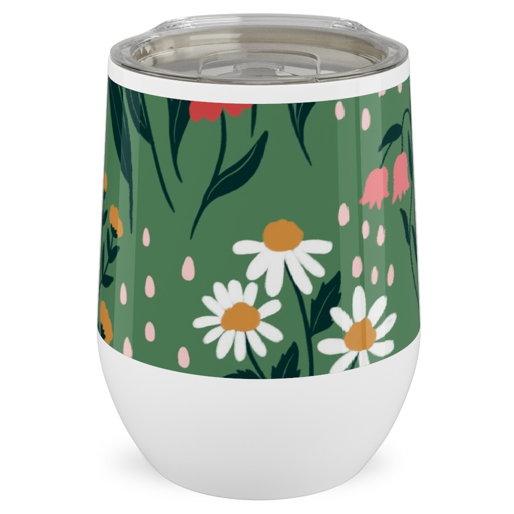 Flowerbed Stainless Steel Travel Tumbler, 12oz, Green, Classic Green