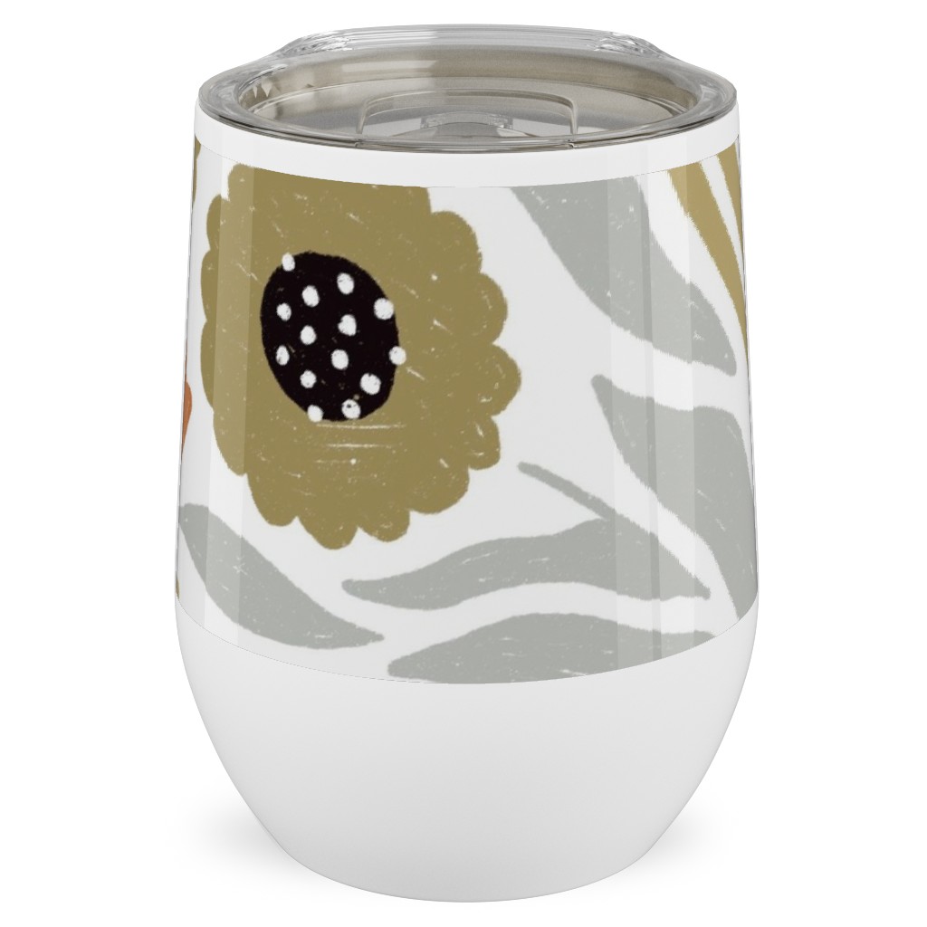 Adeline Floral - Muted Multi Stainless Steel Travel Tumbler, 12oz, Multicolor