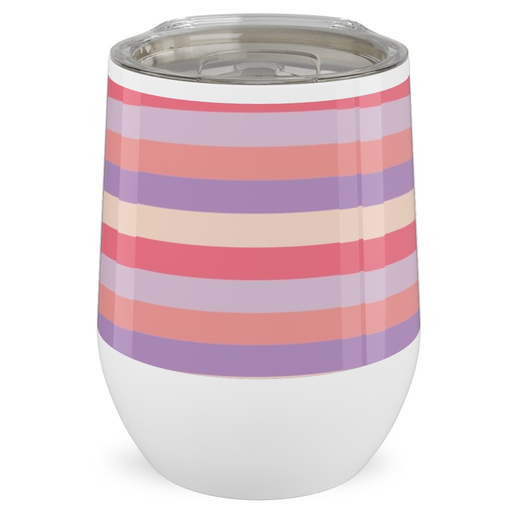 Lavender and Pink Stripe Stainless Steel Travel Tumbler, 12oz, Multicolor
