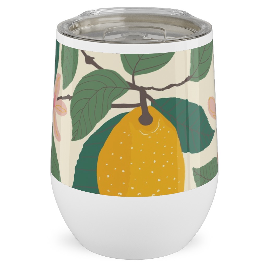 Lemon Tree - Yellow Stainless Steel Travel Tumbler, 12oz, Yellow, Classic Yellow