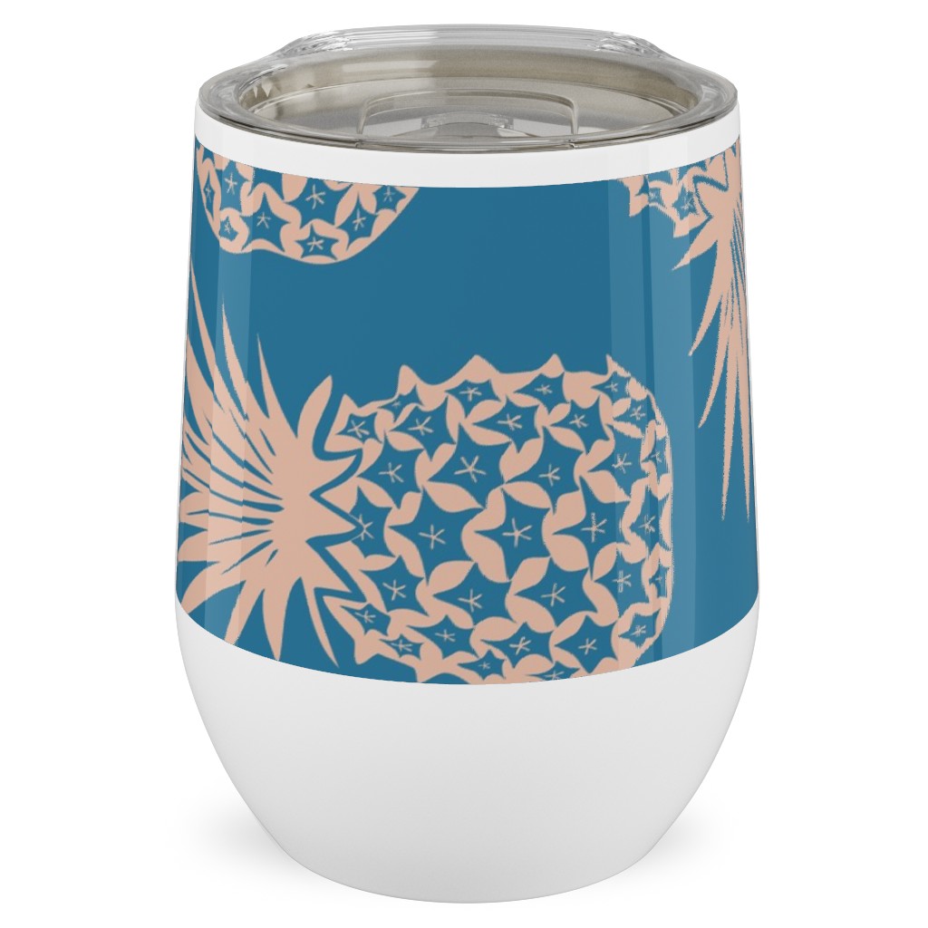 Pineapples Stainless Steel Travel Tumbler, 12oz, Blue