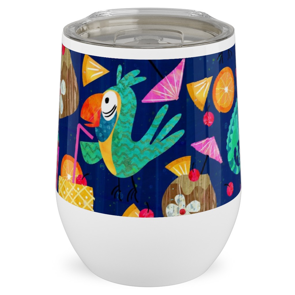 Chillaxin - Blue on Multi Stainless Steel Travel Tumbler, 12oz, Multicolor