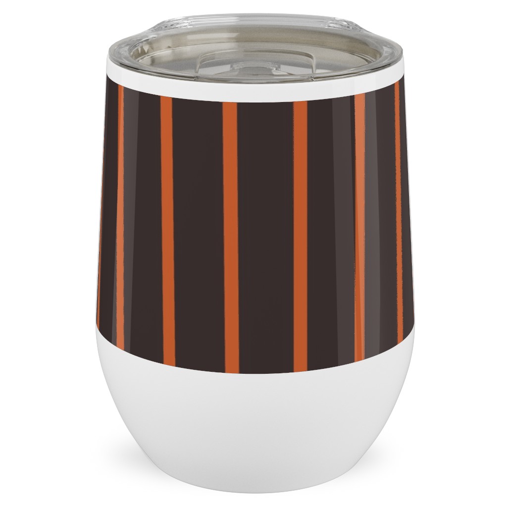 Halloween Stripes Stainless Steel Travel Tumbler, 12oz, Black