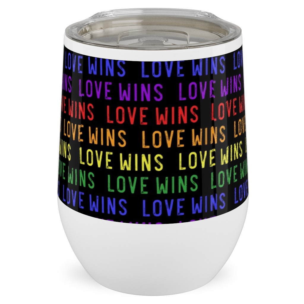 Love Wins Rainbow Stainless Steel Travel Tumbler, 12oz, Multicolor