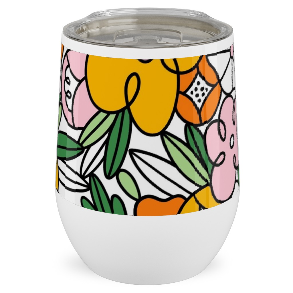 Crazy Wild Floral Pattern - Multi Stainless Steel Travel Tumbler, 12oz, Multicolor