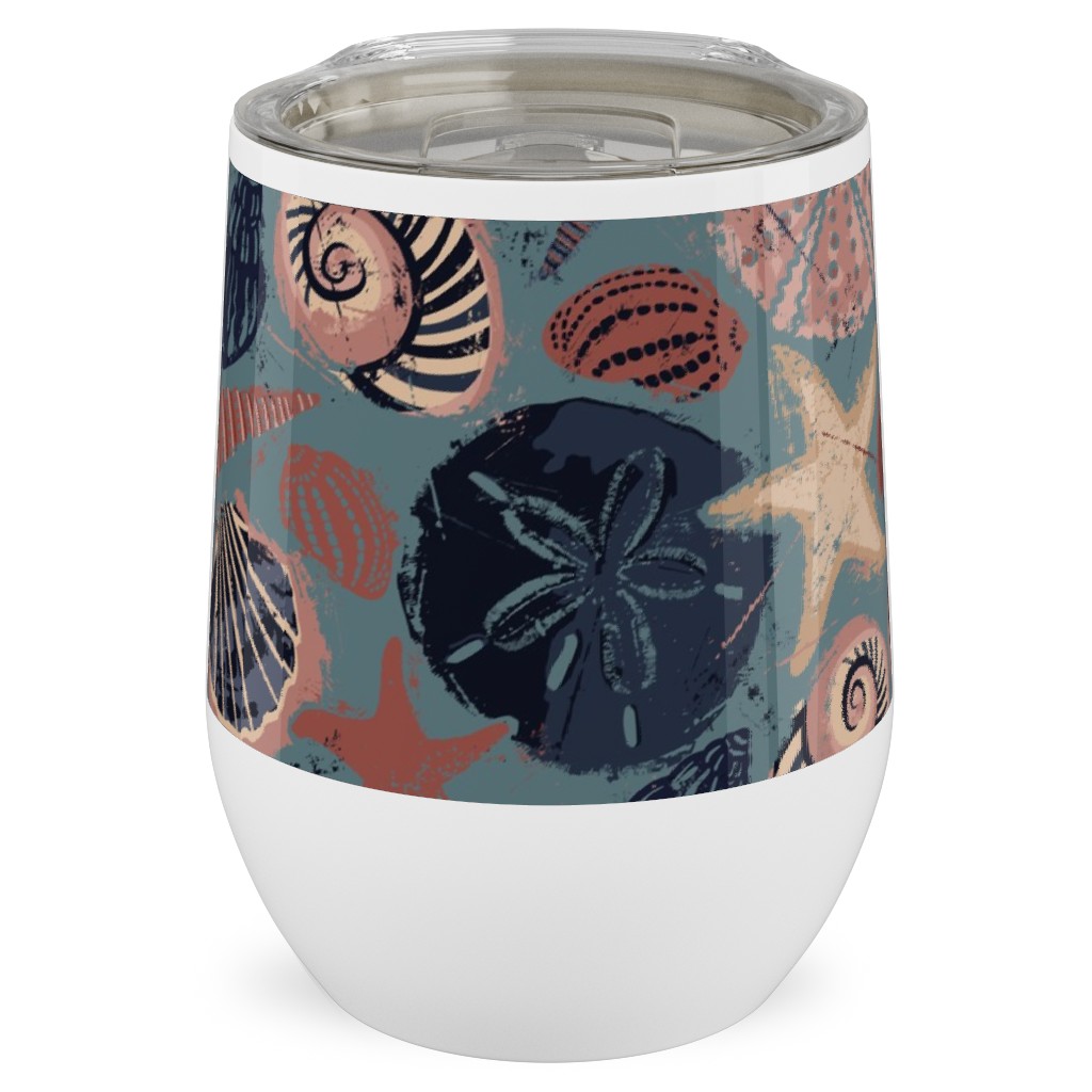 Seashells and Slate - Multi Stainless Steel Travel Tumbler, 12oz, Multicolor