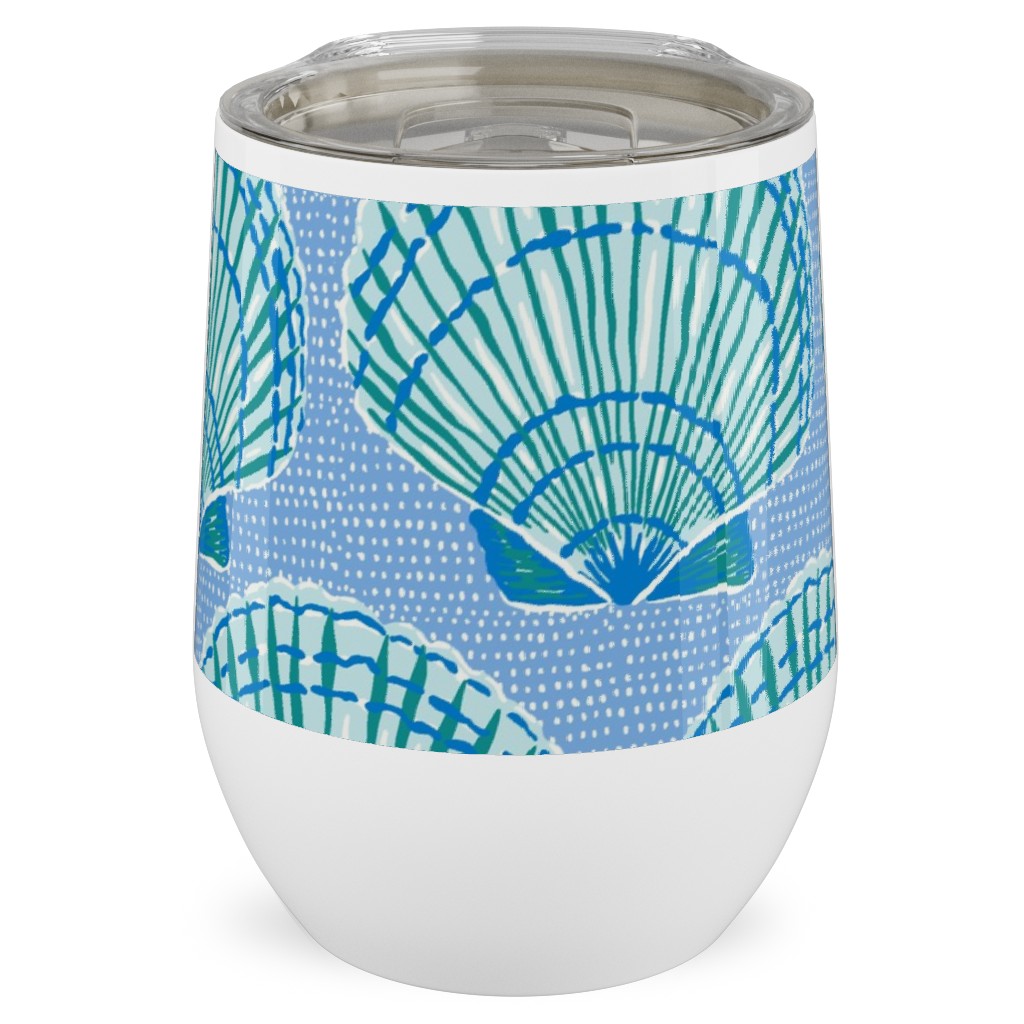 Clams - Blue Stainless Steel Travel Tumbler, 12oz, Blue