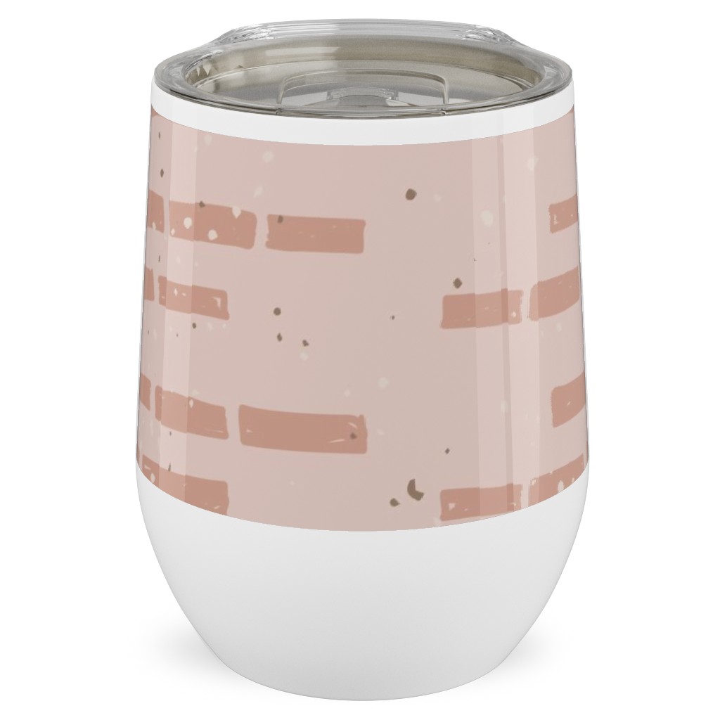 Boho Tribal Dashed Geometric - Pink Stainless Steel Travel Tumbler, 12oz, Pink, Bright Pink