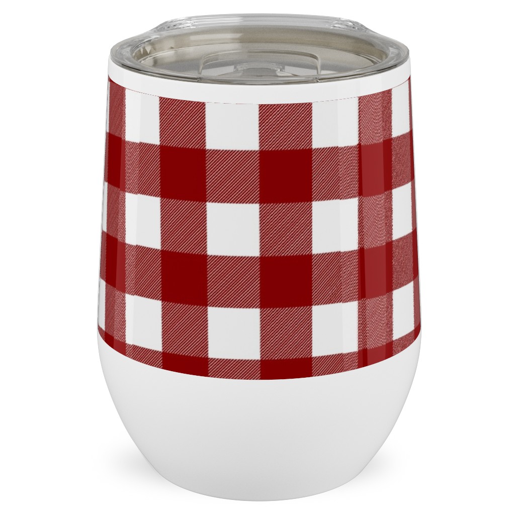 Traditional Red Buffalo Plaid Stainless Steel Travel Tumbler, 12oz, Red, Red