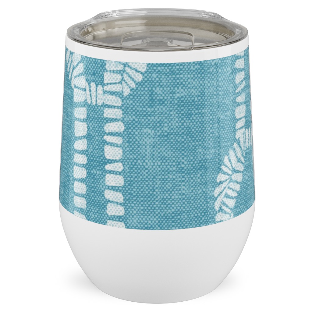 Nautical Coastal Square Rope Knots - Summer Blue Stainless Steel Travel Tumbler, 12oz, Blue