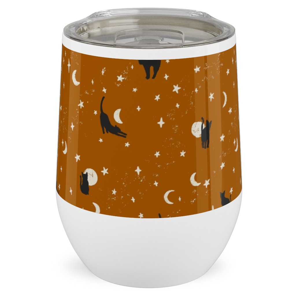 Halloween Black Cats - Orange Stainless Steel Travel Tumbler, 12oz, Orange