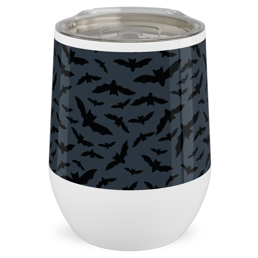 Halloween Black Bats Stainless Steel Travel Tumbler, 12oz, Black