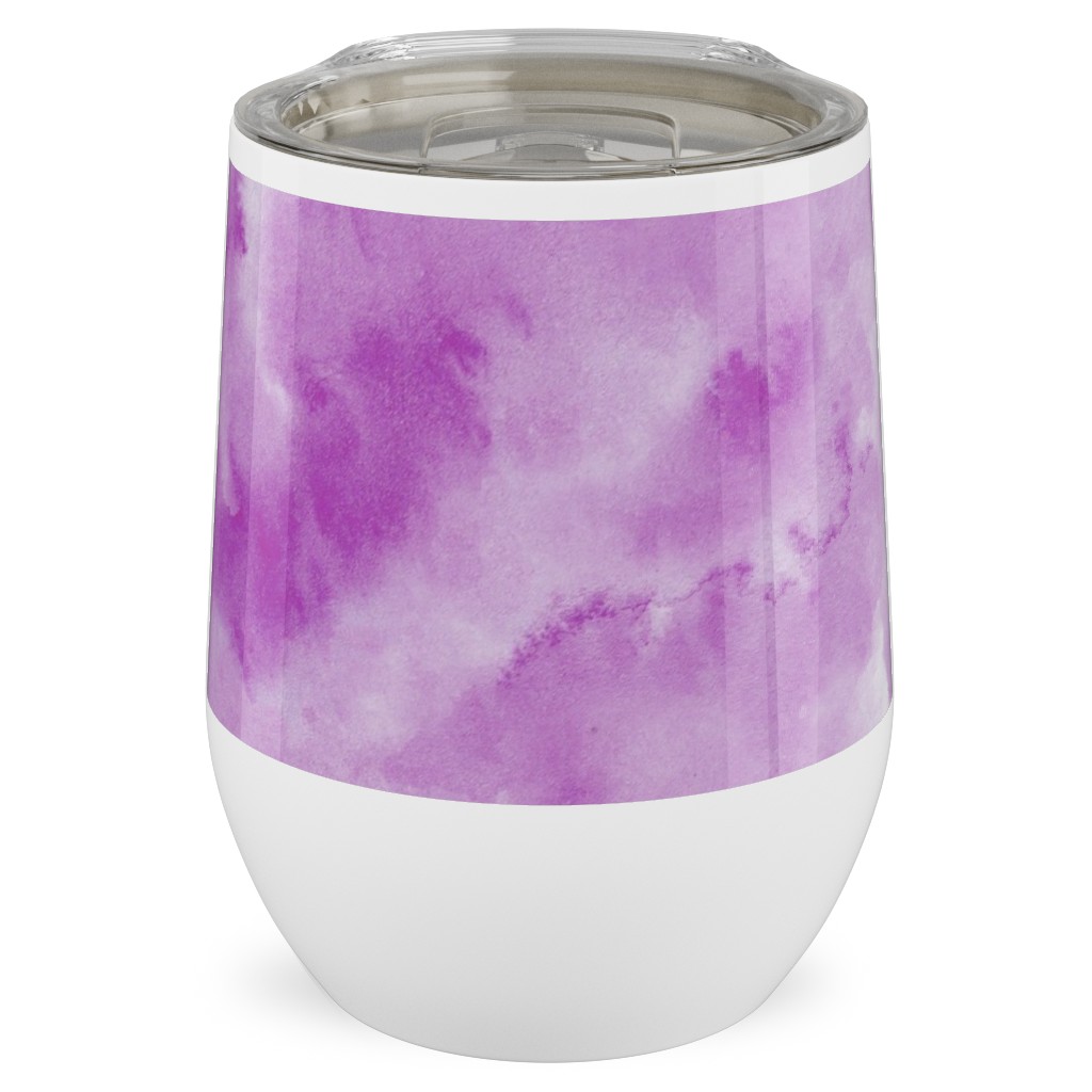 Watercolor Texture - Purple Stainless Steel Travel Tumbler, 12oz, Purple