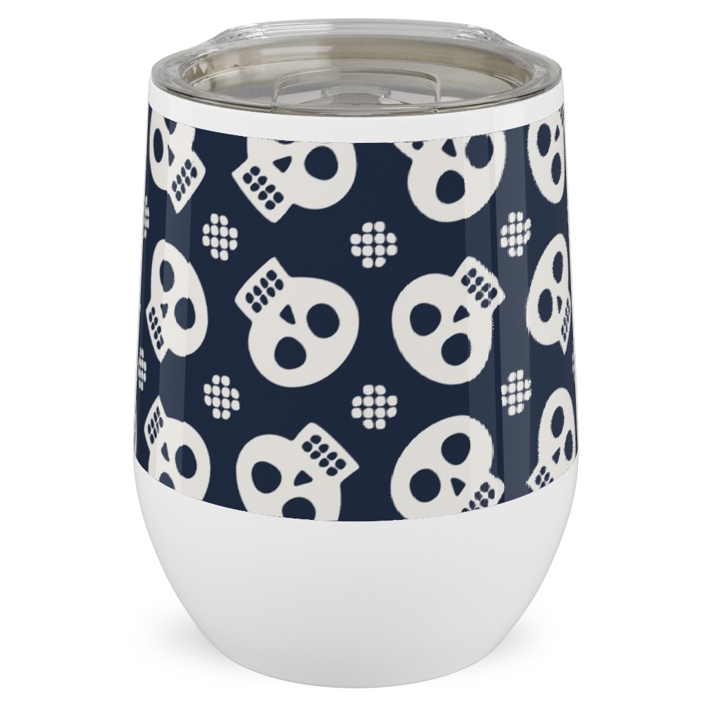 Halloween Skulls Stainless Steel Travel Tumbler, 12oz, Black