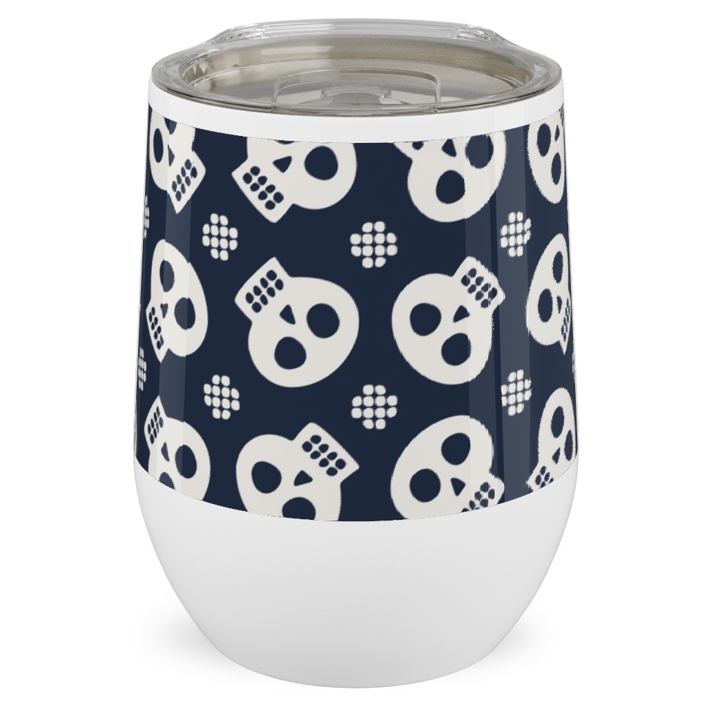 Halloween Skulls Stainless Steel Travel Tumbler, 12oz, Black