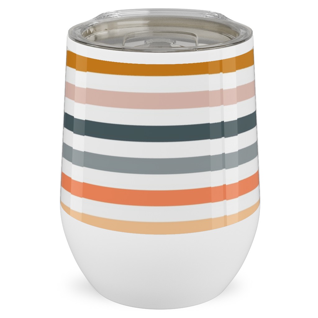 Multicolor Stripes - Warm Stainless Steel Travel Tumbler, 12oz, Multicolor