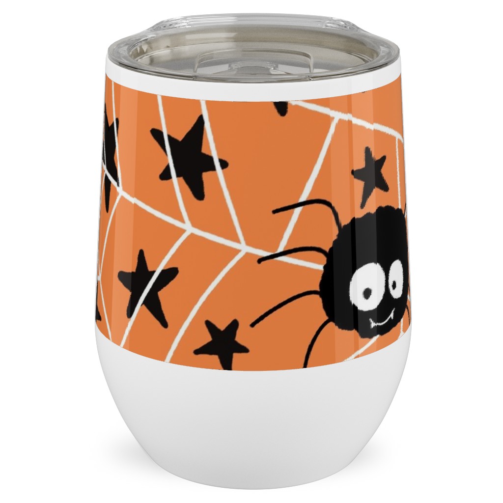 Cute Hand-Drawn Spider Halloween - Orange Stainless Steel Travel Tumbler, 12oz, Orange