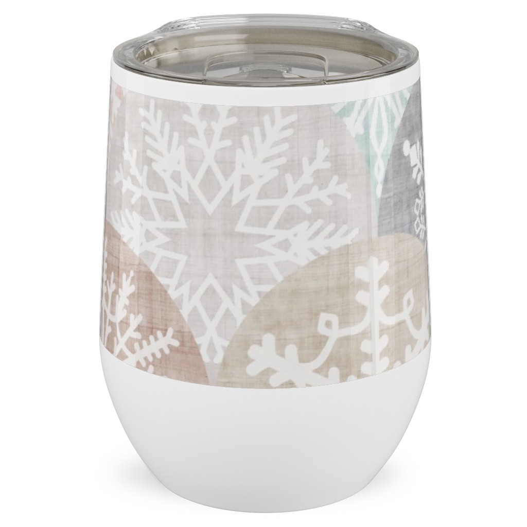 Winter Snowflake Scales - Neutral Stainless Steel Travel Tumbler, 12oz, Beige