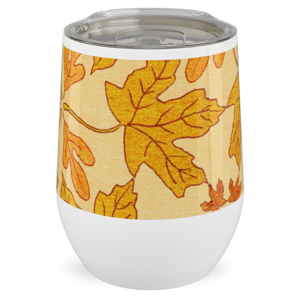 Autumn Leaf Kaleidoscope Stainless Steel Travel Tumbler, 12oz, Orange, Orange