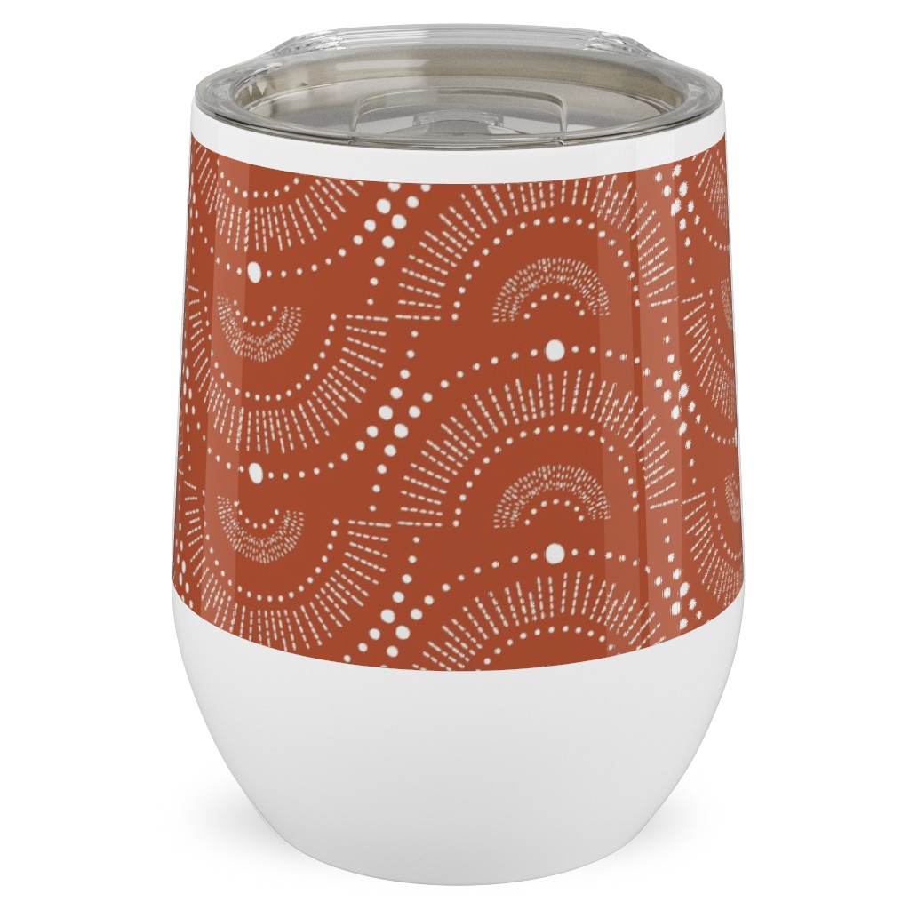 Rise and Shine - Boho Geometric - Terra Cotta Stainless Steel Travel Tumbler, 12oz, Orange