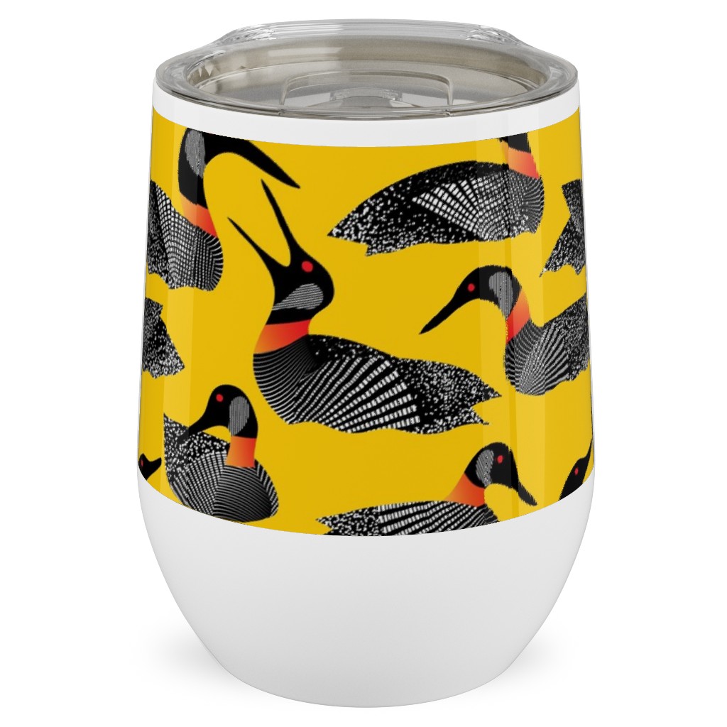 Common Loon of Canada - Yellow Stainless Steel Travel Tumbler, 12oz, Yellow, Classic Yellow