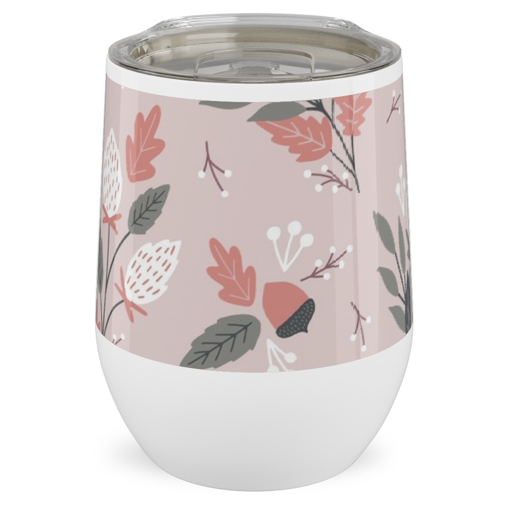 Fall Foliage - Pink Stainless Steel Travel Tumbler, 12oz, Pink, Bright Pink