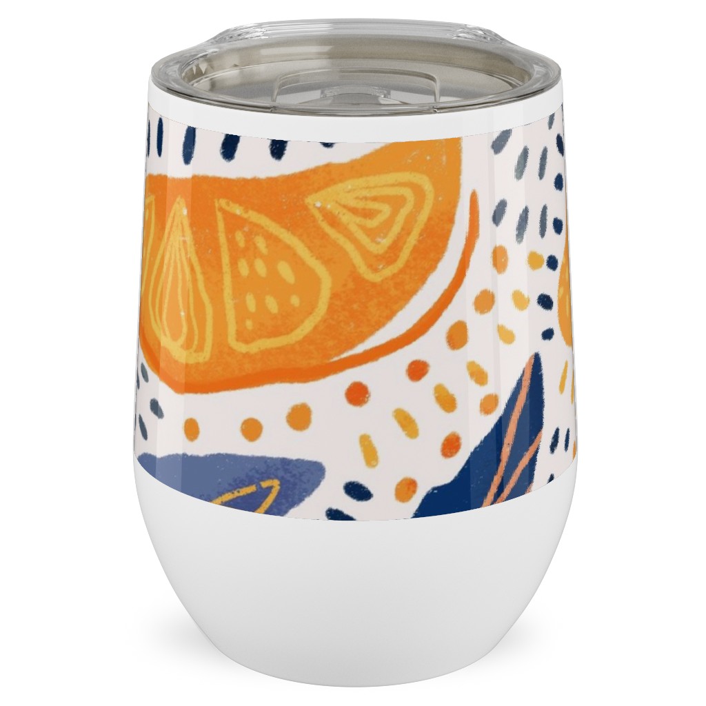 Give Me Those Lemons - Blue and Yellow Stainless Steel Travel Tumbler, 12oz, Yellow