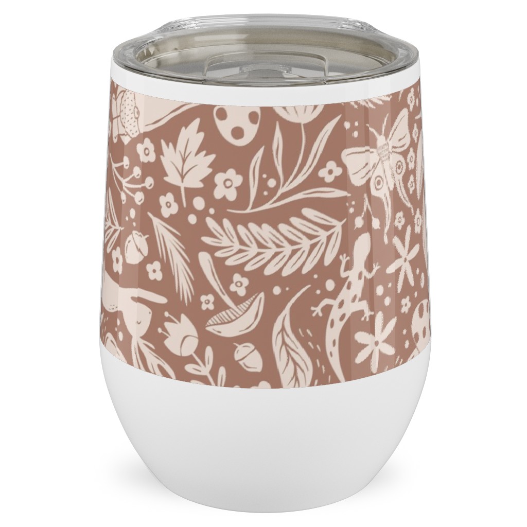 Enchanted Forest - Sienna Stainless Steel Travel Tumbler, 12oz, Brown, Brown