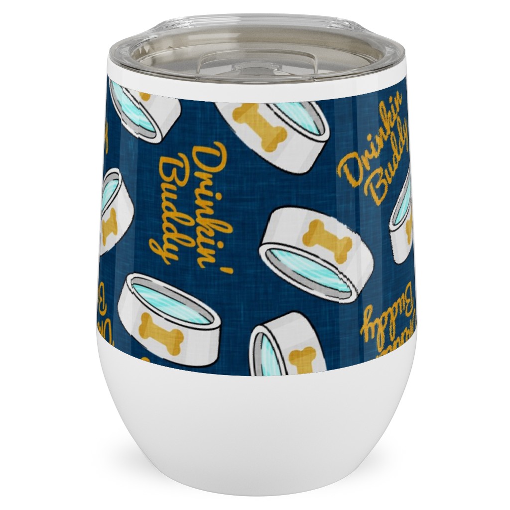 Drinkin' Buddy - Dog - Blue Stainless Steel Travel Tumbler, 12oz, Blue, True Blue