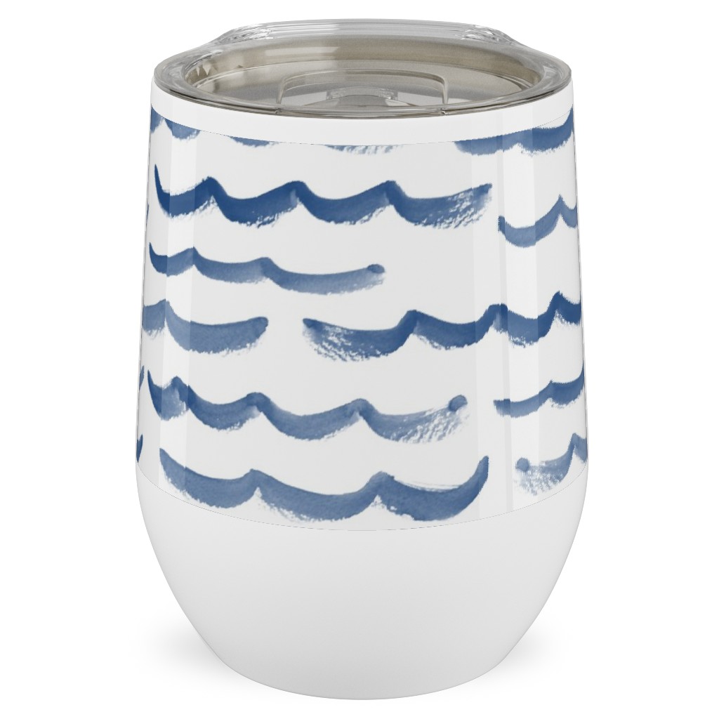 Ocean Waves Stainless Steel Travel Tumbler, 12oz, White