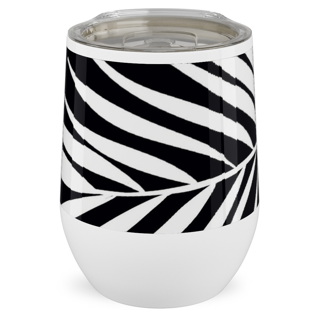 Palm Tree Leaves Stainless Steel Travel Tumbler, 12oz, Black