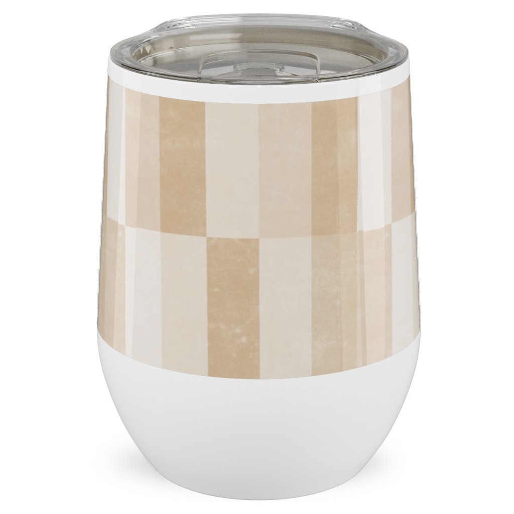 Cosmo Tile - Golden Stainless Steel Travel Tumbler, 12oz, Beige