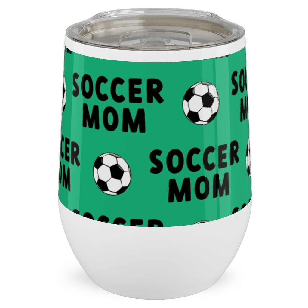 Soccer Mom - Green Stainless Steel Travel Tumbler, 12oz, Green