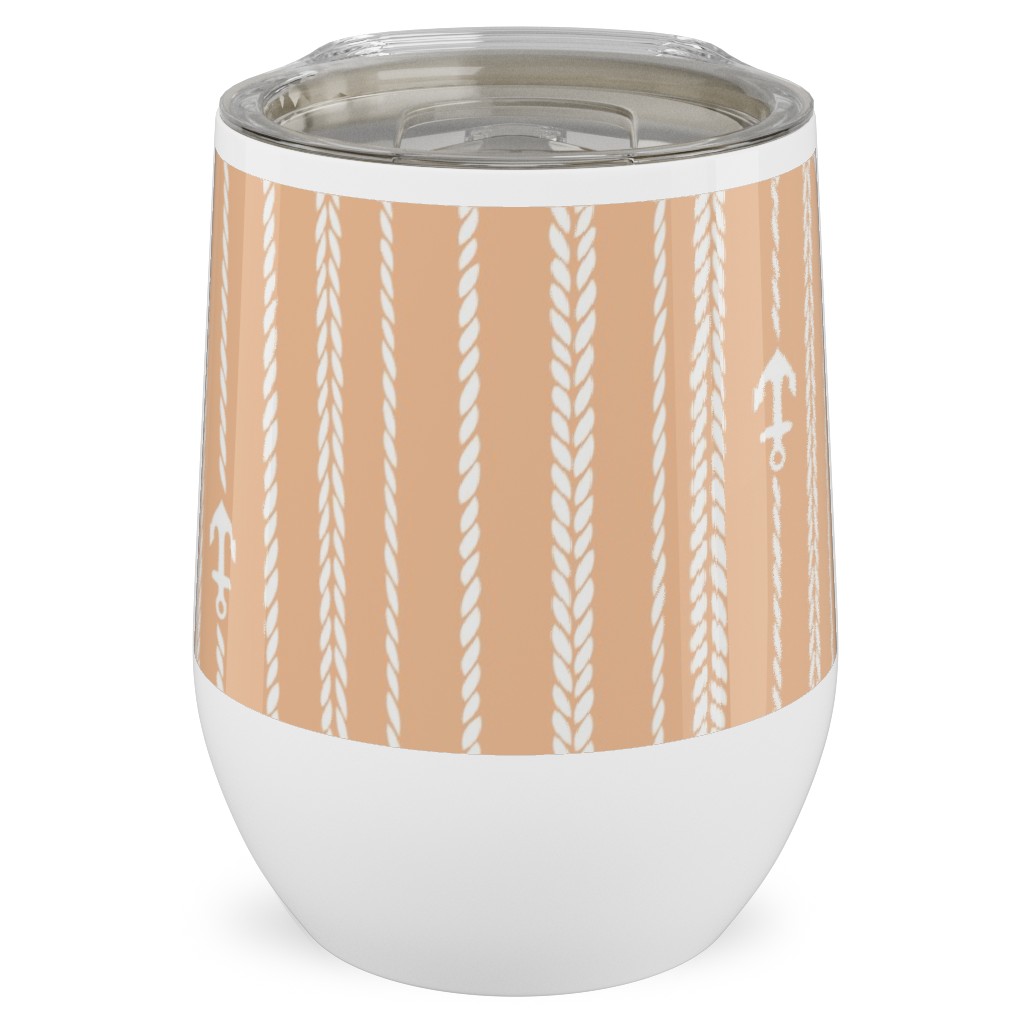 Ropes and Anchors - Orange and White Stainless Steel Travel Tumbler, 12oz, Orange