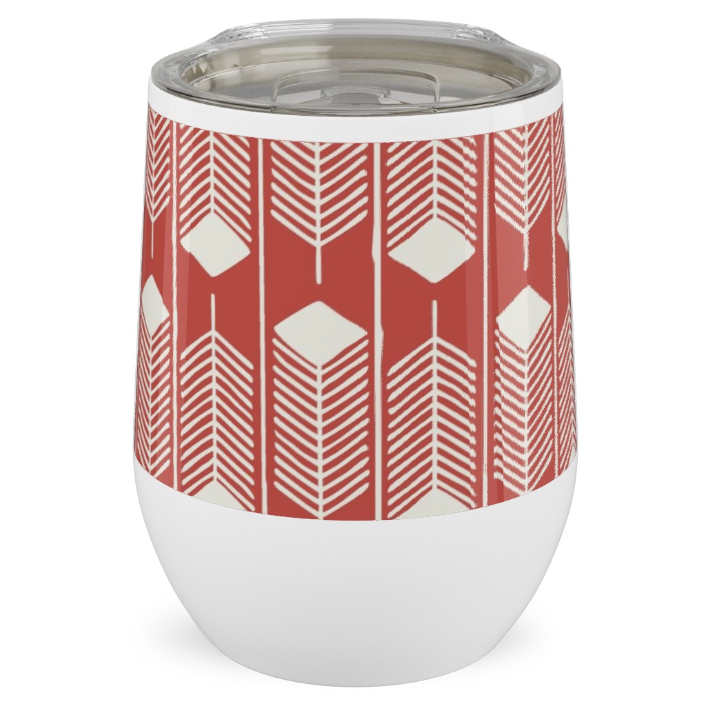 Feathers Charging - Red Stainless Steel Travel Tumbler, 12oz, Red, Red