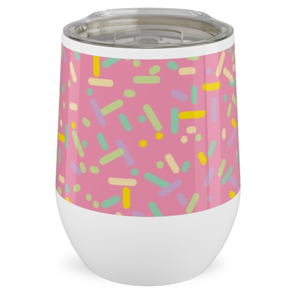 Sprinkles - Pink Stainless Steel Travel Tumbler, 12oz, Pink, Bright Pink