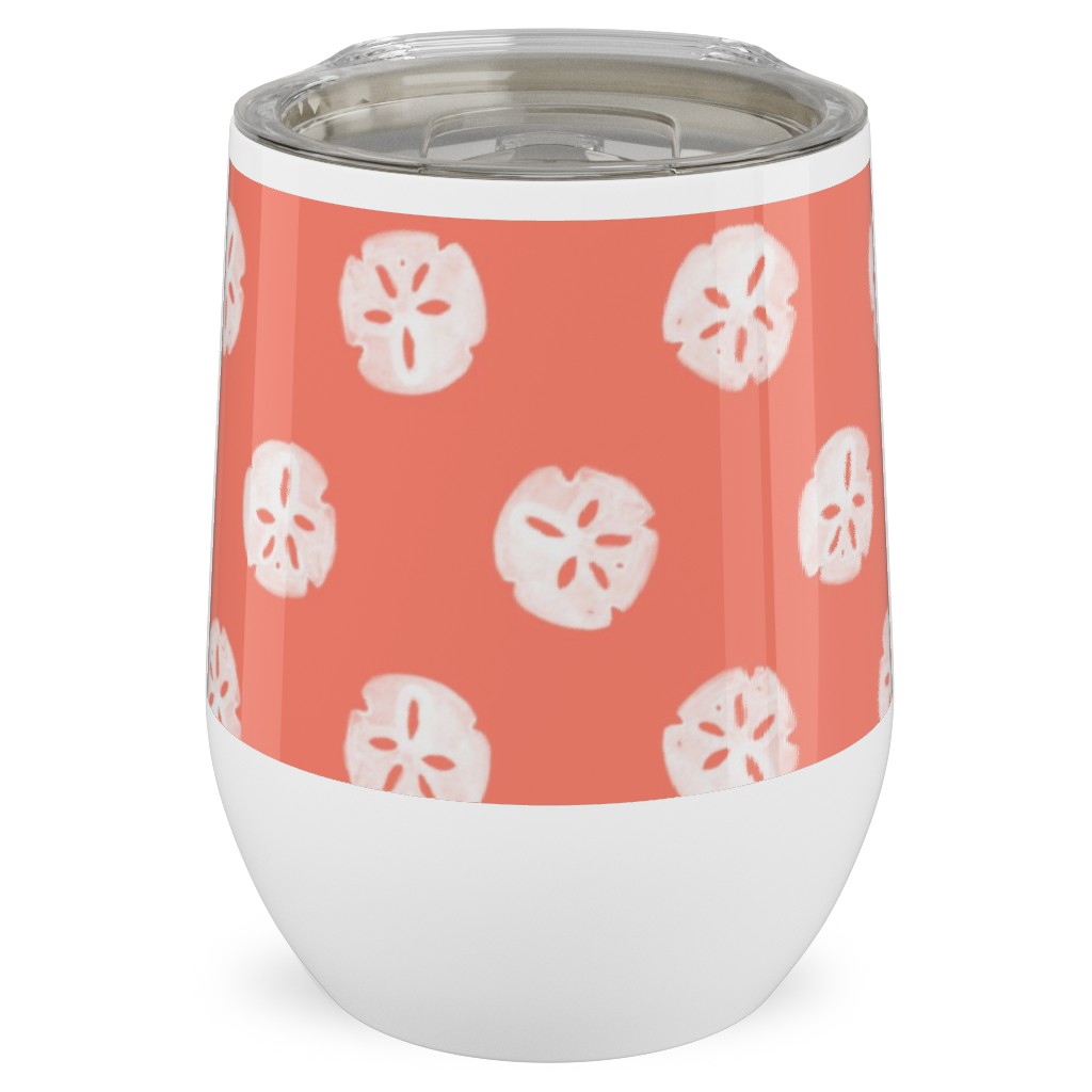 Sand Dollars - Coral Stainless Steel Travel Tumbler, 12oz, Orange, Orange