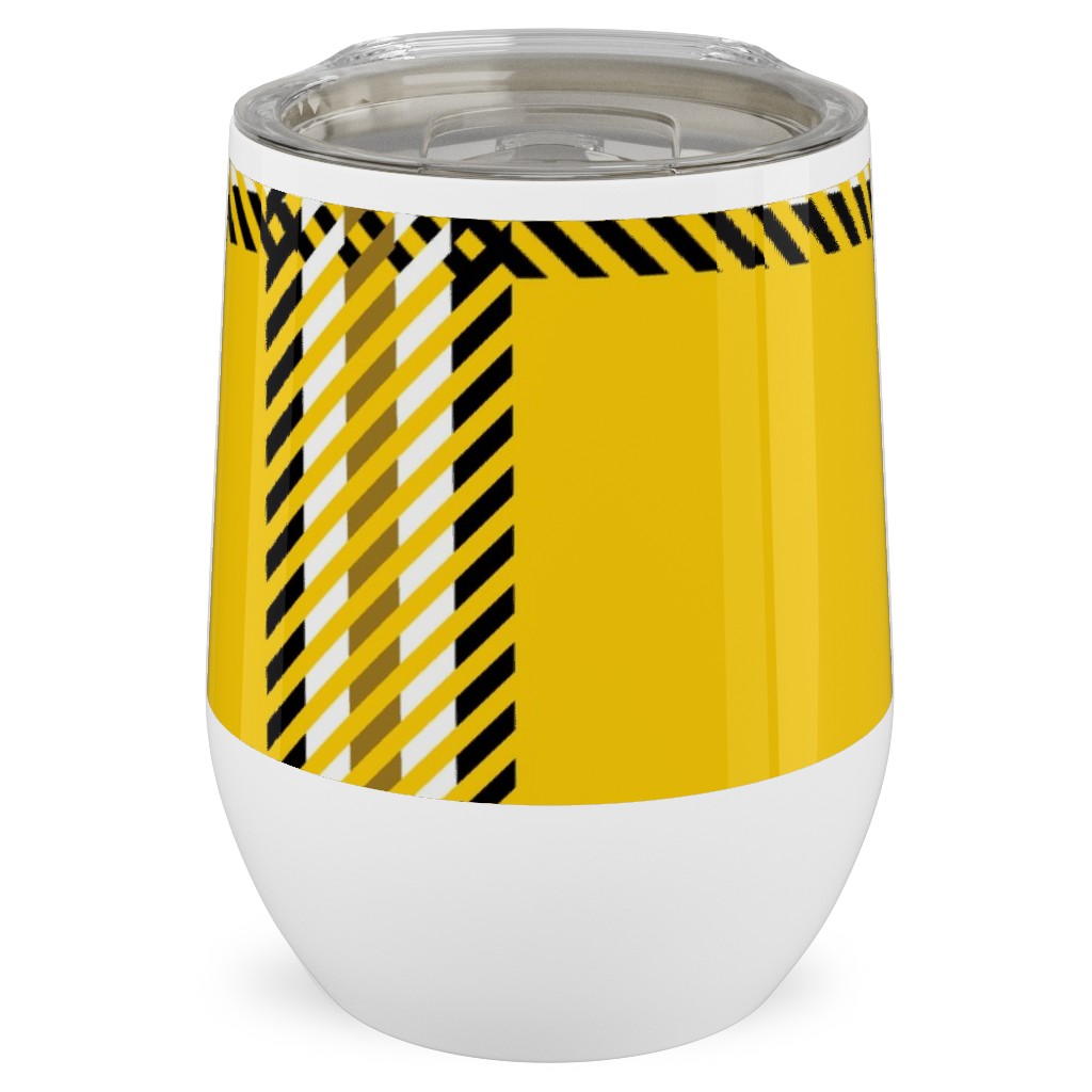 Cher's Plaid Stainless Steel Travel Tumbler, 12oz, Yellow, Classic Yellow