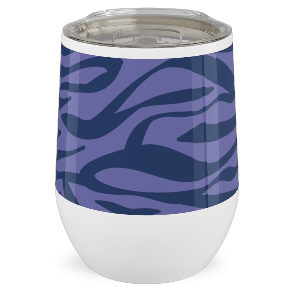 Zebra Animal Print - Purple Stainless Steel Travel Tumbler, 12oz, Purple