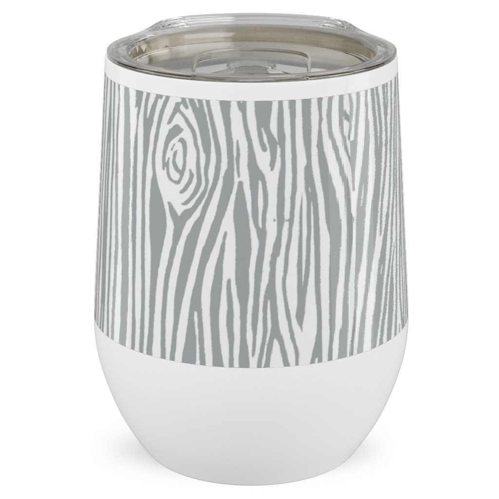 Woodgrain - Gray Stainless Steel Travel Tumbler, 12oz, Gray, Gray
