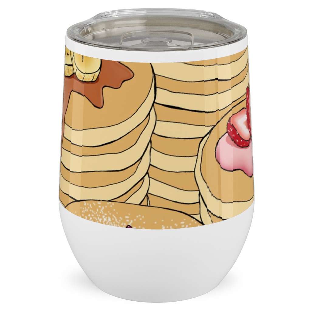 Flapjack Stack Stainless Steel Travel Tumbler, 12oz, Beige