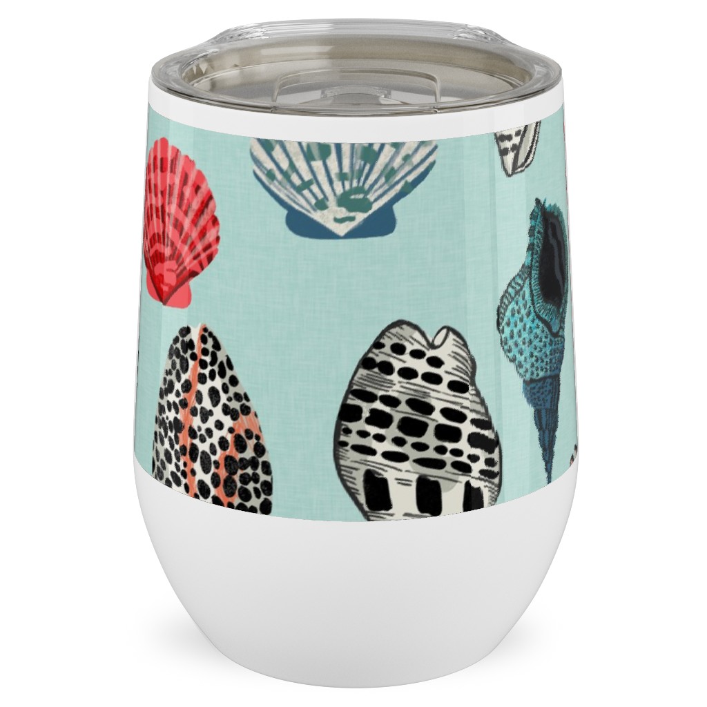 Seashells Beach Summer - Mint Stainless Steel Travel Tumbler, 12oz, Multicolor