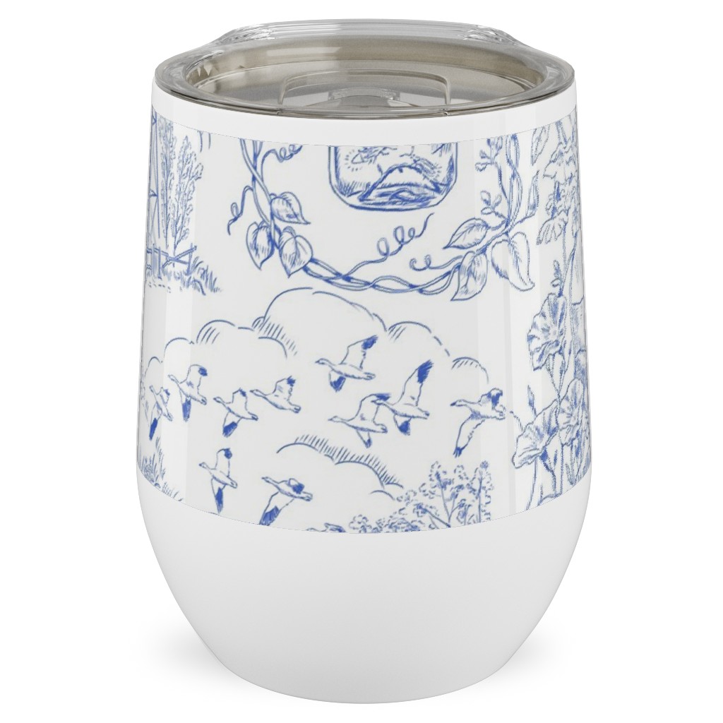 Country Living Toile - Blue Stainless Steel Travel Tumbler, 12oz, Blue, True Blue