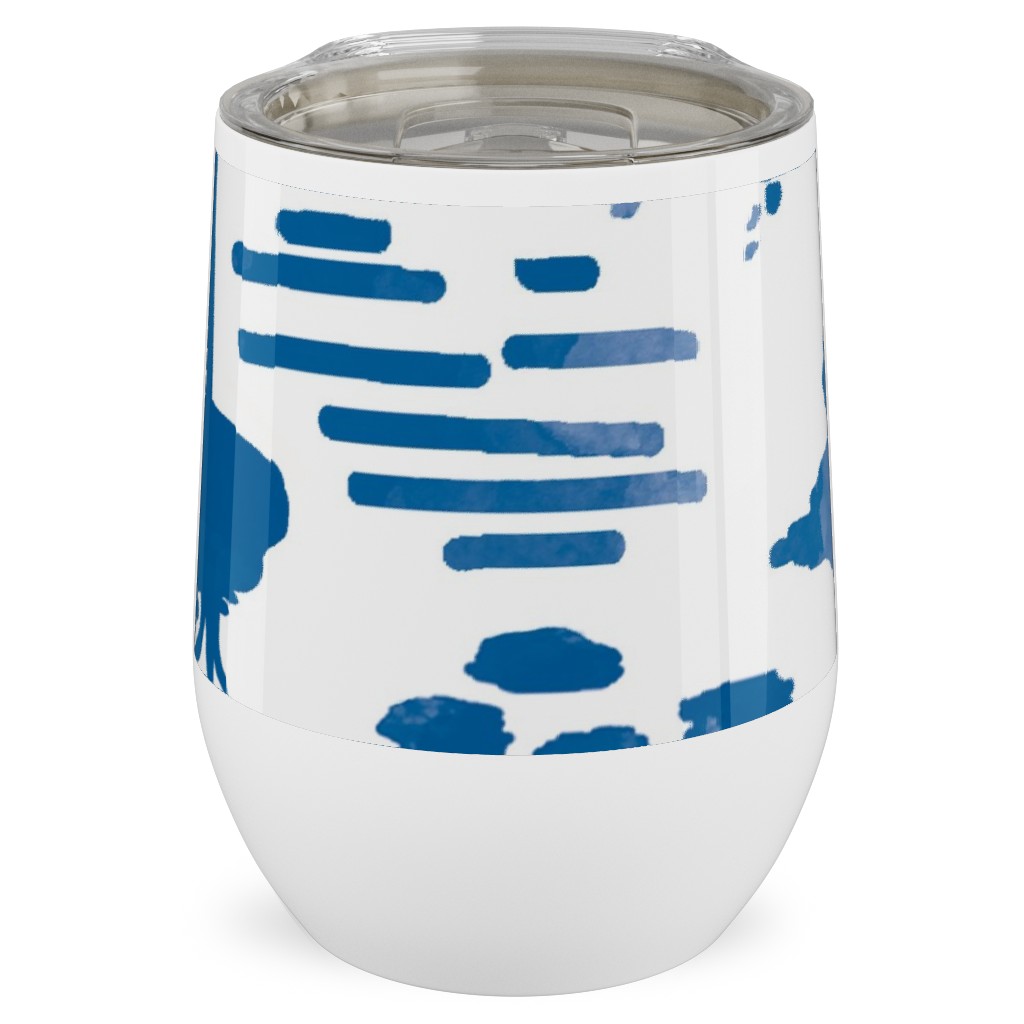 Blue and White Garden Stainless Steel Travel Tumbler, 12oz, Blue, True Blue