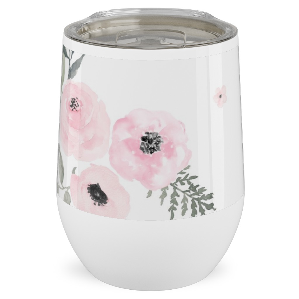 Sweet Blush Roses - Pink Stainless Steel Travel Tumbler, 12oz, Pink, Bright Pink